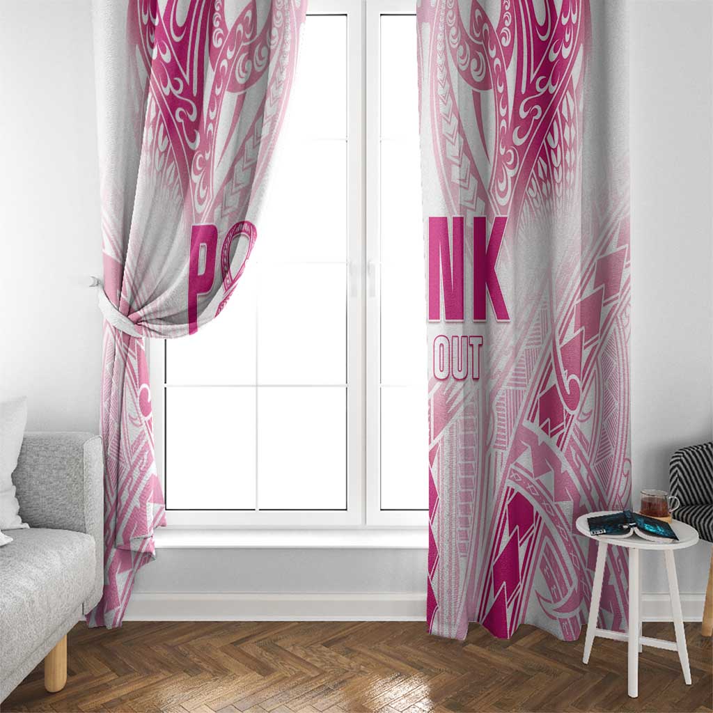 Breast Cancer Pink Out Window Curtain Polynesian Art Tattoo White Version LT05 - Polynesian Pride