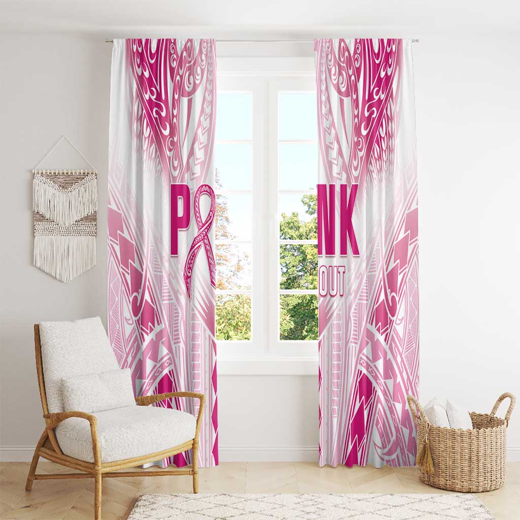 Breast Cancer Pink Out Window Curtain Polynesian Art Tattoo White Version LT05 - Polynesian Pride