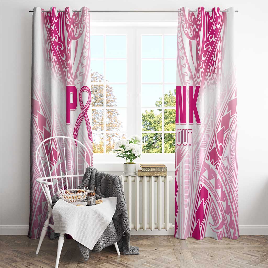 Breast Cancer Pink Out Window Curtain Polynesian Art Tattoo White Version LT05 - Polynesian Pride