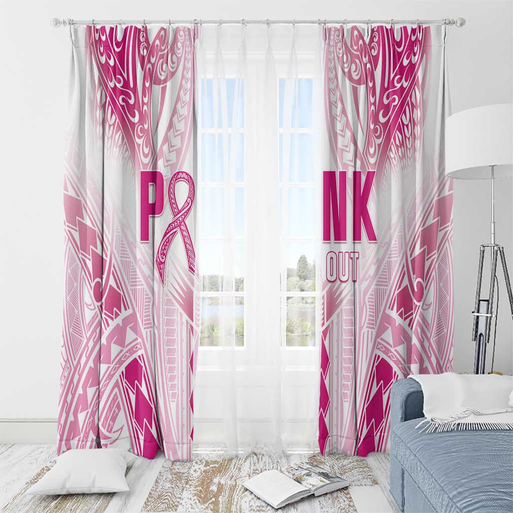 Breast Cancer Pink Out Window Curtain Polynesian Art Tattoo White Version LT05 - Polynesian Pride