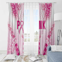 Breast Cancer Pink Out Window Curtain Polynesian Art Tattoo White Version LT05 - Polynesian Pride