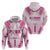 Breast Cancer Pink Out Zip Hoodie Polynesian Art Tattoo White Version