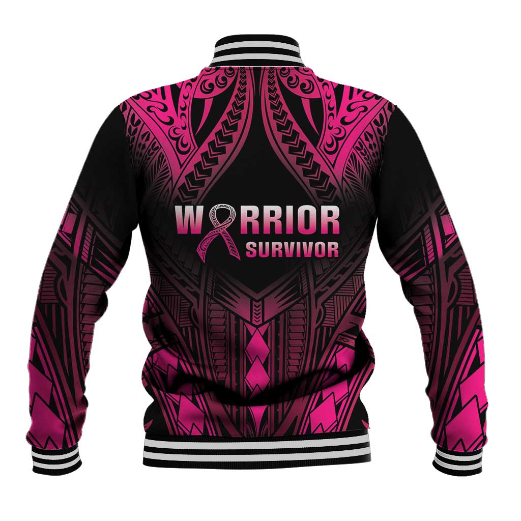 Breast Cancer Pink Out Baseball Jacket Polynesian Art Tattoo Black Version LT05 - Polynesian Pride
