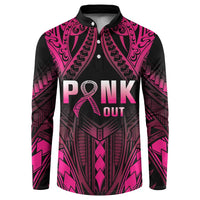 Breast Cancer Pink Out Button Sweatshirt Polynesian Art Tattoo Black Version LT05 Black - Polynesian Pride