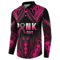 Breast Cancer Pink Out Button Sweatshirt Polynesian Art Tattoo Black Version LT05 - Polynesian Pride