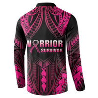 Breast Cancer Pink Out Button Sweatshirt Polynesian Art Tattoo Black Version LT05 - Polynesian Pride