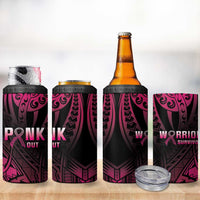 Breast Cancer Pink Out 4 in 1 Can Cooler Tumbler Polynesian Art Tattoo Black Version LT05 - Polynesian Pride