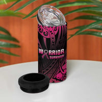 Breast Cancer Pink Out 4 in 1 Can Cooler Tumbler Polynesian Art Tattoo Black Version LT05 - Polynesian Pride