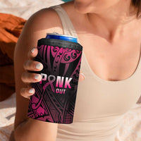 Breast Cancer Pink Out 4 in 1 Can Cooler Tumbler Polynesian Art Tattoo Black Version LT05 - Polynesian Pride