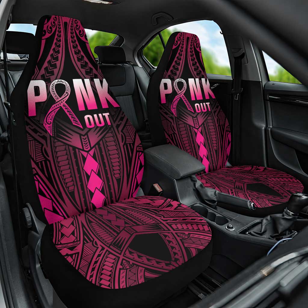 Breast Cancer Pink Out Car Seat Cover Polynesian Art Tattoo Black Version LT05 One Size Black - Polynesian Pride
