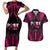 Breast Cancer Pink Out Couples Matching Short Sleeve Bodycon Dress and Hawaiian Shirt Polynesian Art Tattoo Black Version