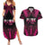 Breast Cancer Pink Out Couples Matching Summer Maxi Dress and Hawaiian Shirt Polynesian Art Tattoo Black Version