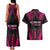 Breast Cancer Pink Out Couples Matching Tank Maxi Dress and Hawaiian Shirt Polynesian Art Tattoo Black Version