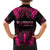 Breast Cancer Pink Out Family Matching Long Sleeve Bodycon Dress and Hawaiian Shirt Polynesian Art Tattoo Black Version