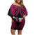 Breast Cancer Pink Out Family Matching Off Shoulder Short Dress and Hawaiian Shirt Polynesian Art Tattoo Black Version