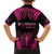 Breast Cancer Pink Out Family Matching Short Sleeve Bodycon Dress and Hawaiian Shirt Polynesian Art Tattoo Black Version