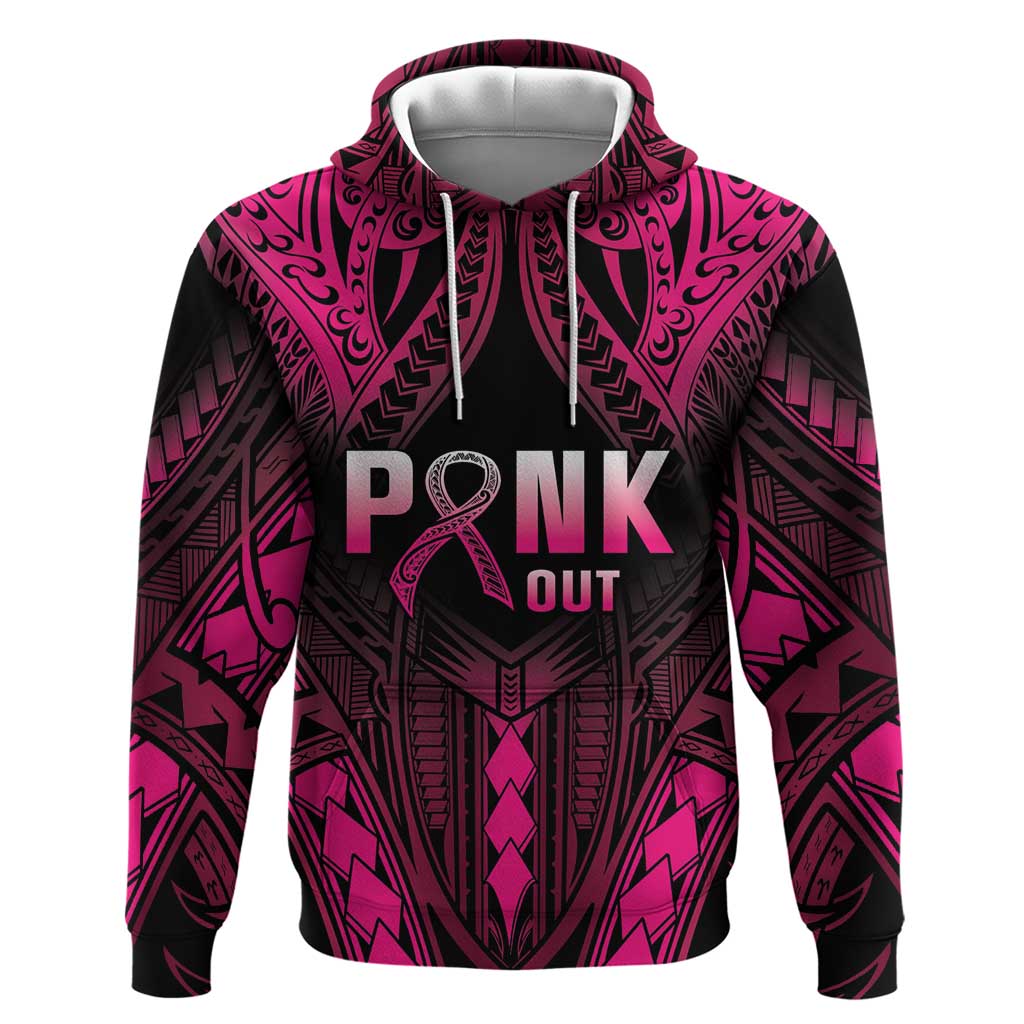 Breast Cancer Pink Out Hoodie Polynesian Art Tattoo Black Version LT05 Pullover Hoodie Black - Polynesian Pride