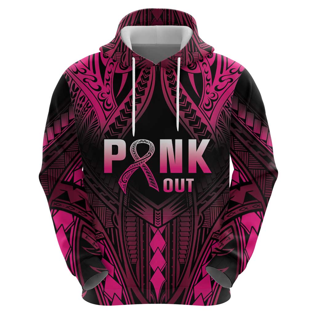 Breast Cancer Pink Out Hoodie Polynesian Art Tattoo Black Version LT05 - Polynesian Pride