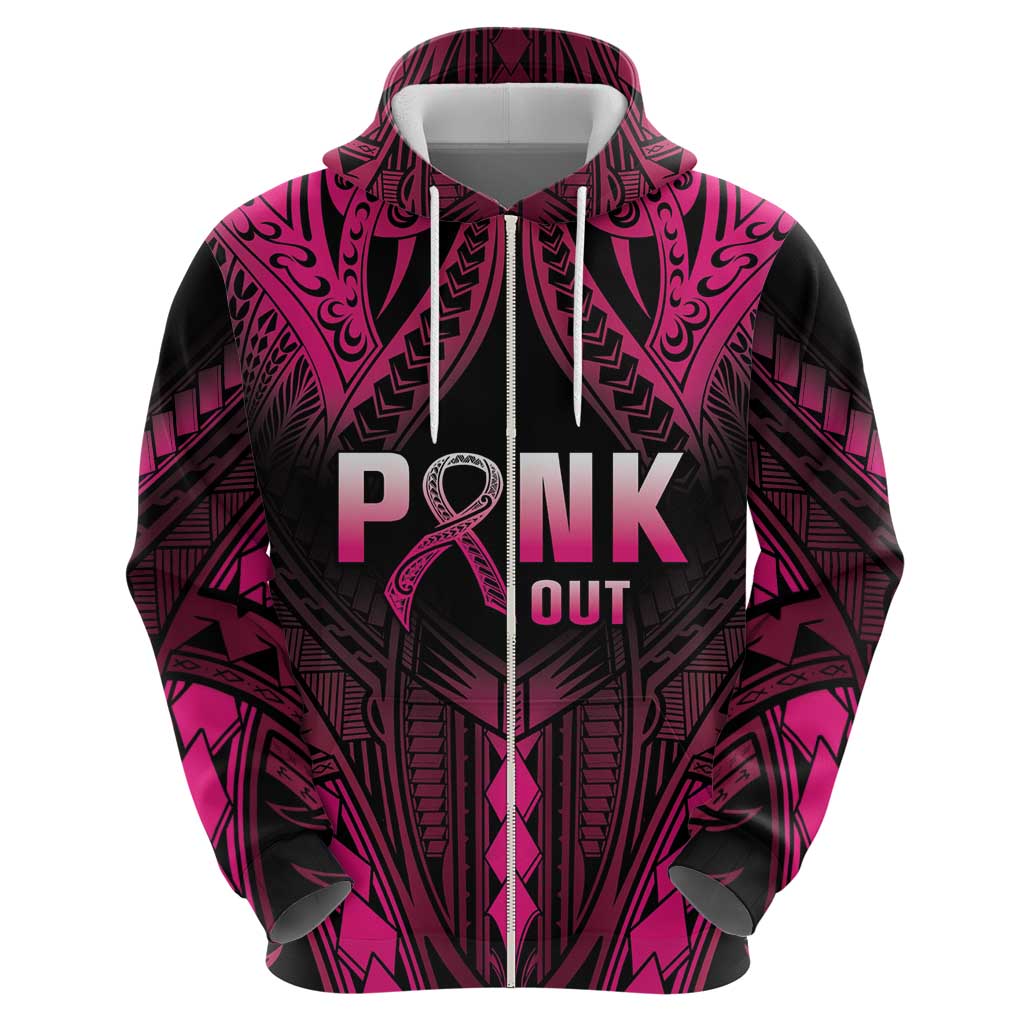 Breast Cancer Pink Out Hoodie Polynesian Art Tattoo Black Version LT05 - Polynesian Pride