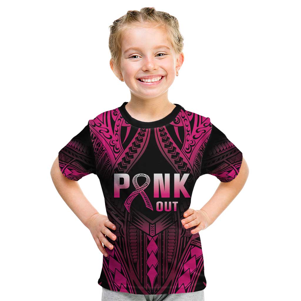 Breast Cancer Pink Out Kid T Shirt Polynesian Art Tattoo Black Version