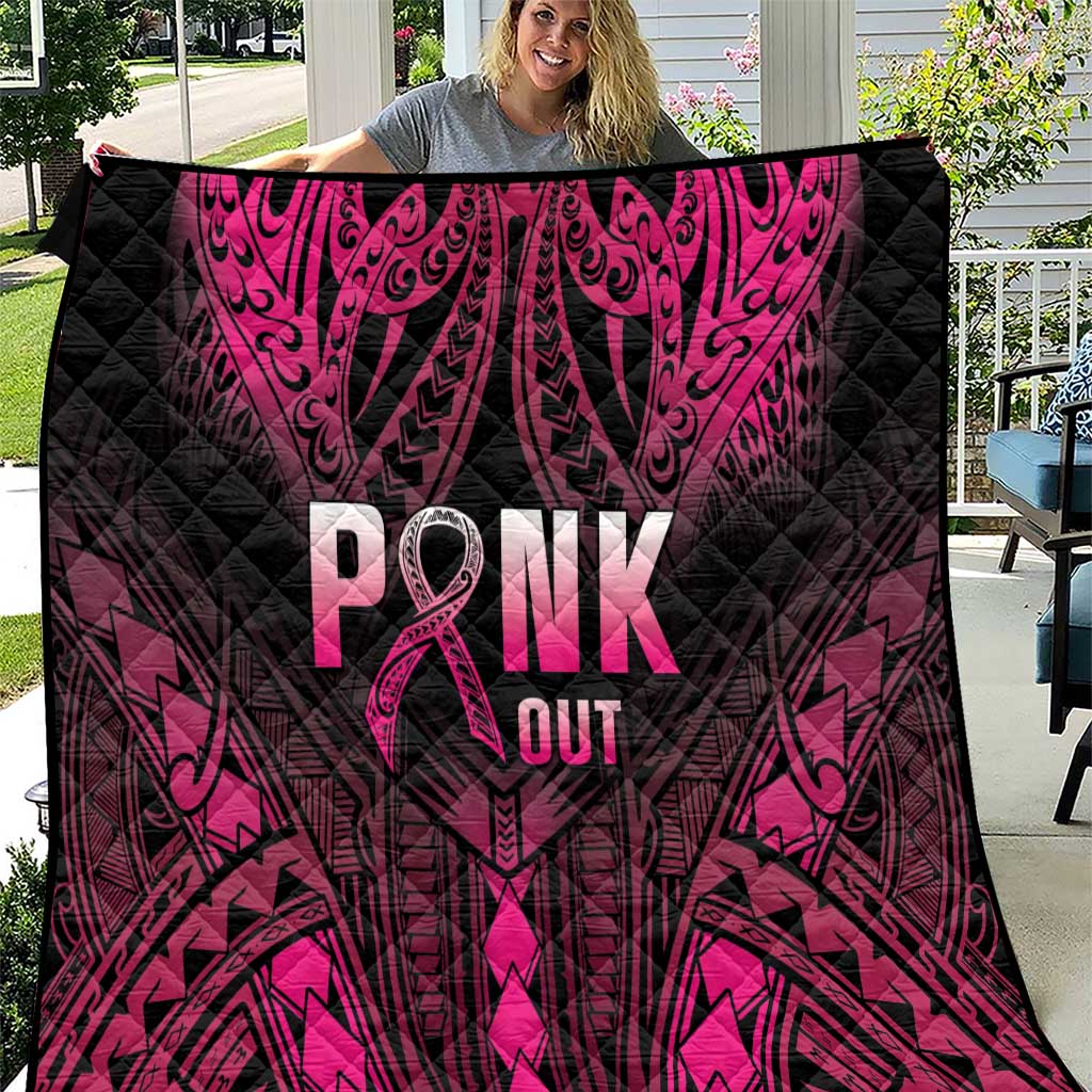 Breast Cancer Pink Out Quilt Polynesian Art Tattoo Black Version