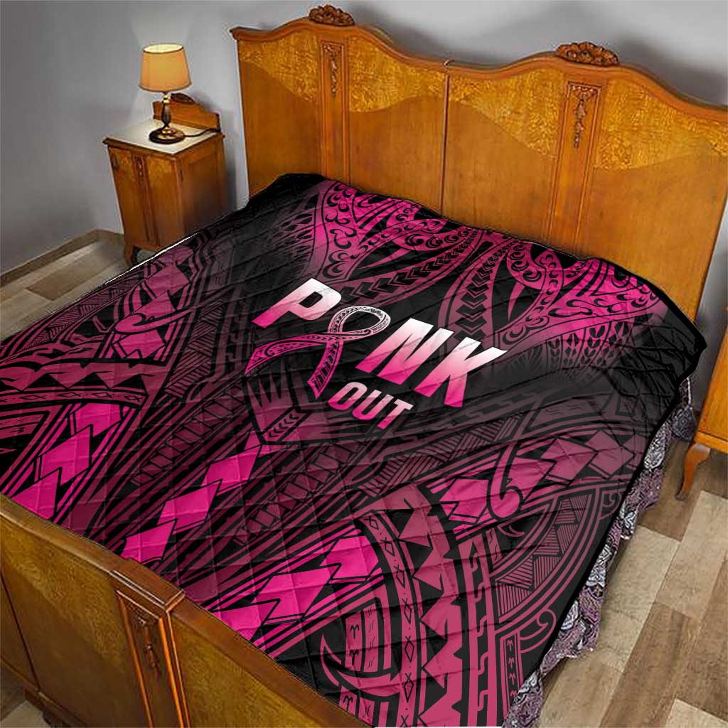 Breast Cancer Pink Out Quilt Polynesian Art Tattoo Black Version LT05 - Polynesian Pride