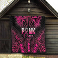 Breast Cancer Pink Out Quilt Polynesian Art Tattoo Black Version LT05 - Polynesian Pride