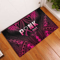 Breast Cancer Pink Out Rubber Doormat Polynesian Art Tattoo Black Version LT05 - Polynesian Pride