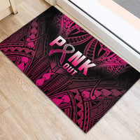Breast Cancer Pink Out Rubber Doormat Polynesian Art Tattoo Black Version LT05 - Polynesian Pride