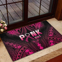 Breast Cancer Pink Out Rubber Doormat Polynesian Art Tattoo Black Version LT05 - Polynesian Pride
