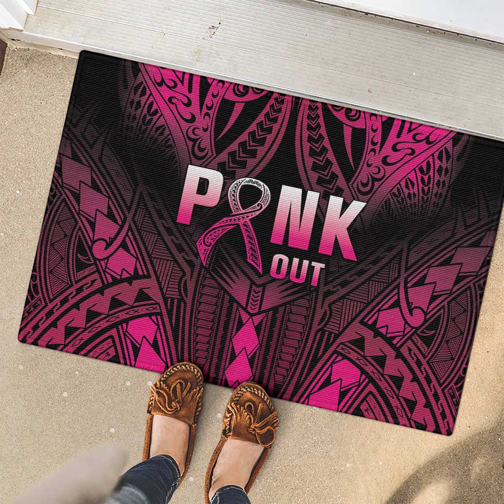 Breast Cancer Pink Out Rubber Doormat Polynesian Art Tattoo Black Version LT05 - Polynesian Pride