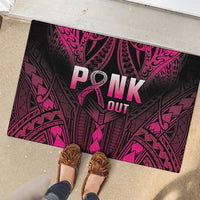 Breast Cancer Pink Out Rubber Doormat Polynesian Art Tattoo Black Version LT05 - Polynesian Pride