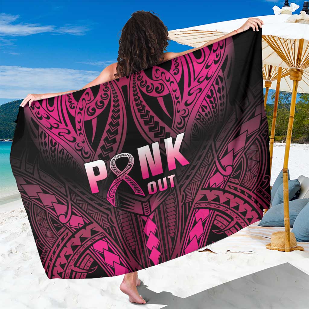 Breast Cancer Pink Out Sarong Polynesian Art Tattoo Black Version LT05 One Size 44 x 66 inches Black - Polynesian Pride