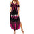 Breast Cancer Pink Out Summer Maxi Dress Polynesian Art Tattoo Black Version