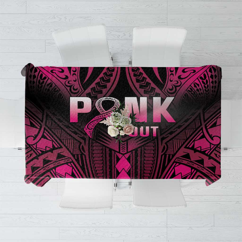 Breast Cancer Pink Out Tablecloth Polynesian Art Tattoo Black Version LT05 Black - Polynesian Pride