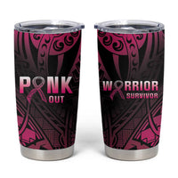 Breast Cancer Pink Out Tumbler Cup Polynesian Art Tattoo Black Version LT05 Black - Polynesian Pride