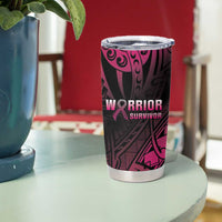 Breast Cancer Pink Out Tumbler Cup Polynesian Art Tattoo Black Version LT05 - Polynesian Pride