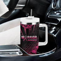 Breast Cancer Pink Out Tumbler With Handle Polynesian Art Tattoo Black Version LT05 - Polynesian Pride