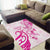 Breast Cancer Awareness Area Rug Ribbon Polynesian Pattern White Version