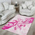 Breast Cancer Awareness Area Rug Ribbon Polynesian Pattern White Version