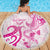 Breast Cancer Awareness Beach Blanket Ribbon Polynesian Pattern White Version