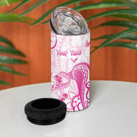 Personalised Breast Cancer Awareness 4 in 1 Can Cooler Tumbler Ribbon Polynesian Pattern White Version LT05 - Polynesian Pride