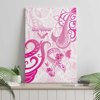 Breast Cancer Awareness Canvas Wall Art Ribbon Polynesian Pattern White Version LT05 - Polynesian Pride