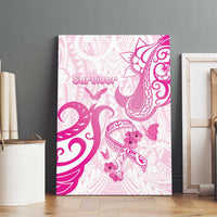 Breast Cancer Awareness Canvas Wall Art Ribbon Polynesian Pattern White Version LT05 - Polynesian Pride