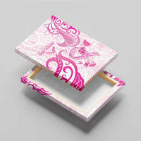 Breast Cancer Awareness Canvas Wall Art Ribbon Polynesian Pattern White Version LT05 - Polynesian Pride