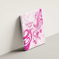 Breast Cancer Awareness Canvas Wall Art Ribbon Polynesian Pattern White Version LT05 - Polynesian Pride