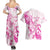 Personalised Breast Cancer Awareness Couples Matching Summer Maxi Dress and Hawaiian Shirt Ribbon Polynesian Pattern White Version