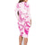 Personalised Breast Cancer Awareness Family Matching Long Sleeve Bodycon Dress and Hawaiian Shirt Ribbon Polynesian Pattern White Version