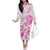 Personalised Breast Cancer Awareness Family Matching Off The Shoulder Long Sleeve Dress and Hawaiian Shirt Ribbon Polynesian Pattern White Version