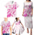 Personalised Breast Cancer Awareness Family Matching Puletasi and Hawaiian Shirt Ribbon Polynesian Pattern White Version